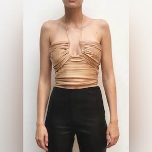 Zara copper halter cropped top
